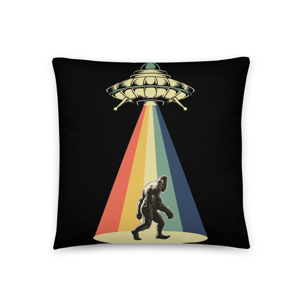 Retro Vintage 1970 1960 UFO Alien Space Big Foot Bigfoot Pillow