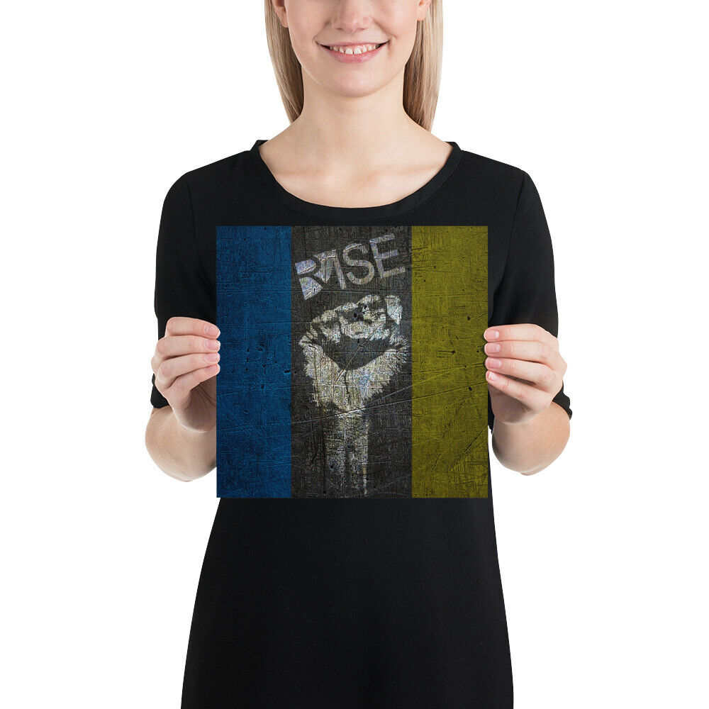 Support Ukraine I Stand With Ukraine Ukrainian Flag Fist Rise Poster