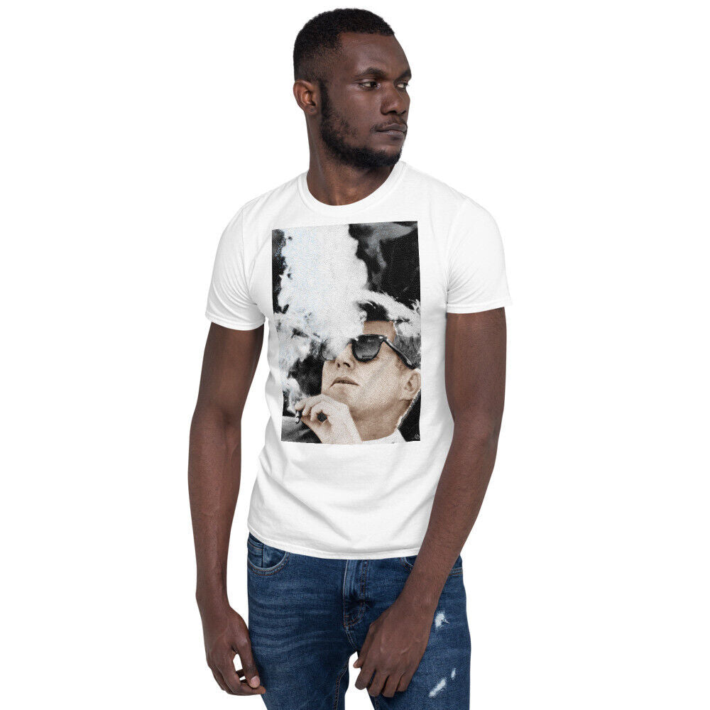 JFK Cigar and Sunglasses Cool President Photo Short-Sleeve Unisex T-Shirt Poster