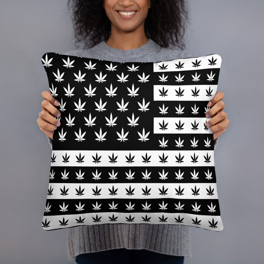 American Flag Weed Cannabis Marijuana 420 Stoner Gift Basic Pillow