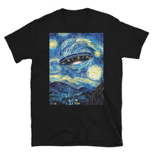 UFO Alien Abduction Starry Night Van Gogh Painting Short-Sleeve T-Shirt