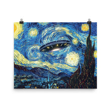 UFO Alien Abduction Starry Night Van Gogh Painting Poster