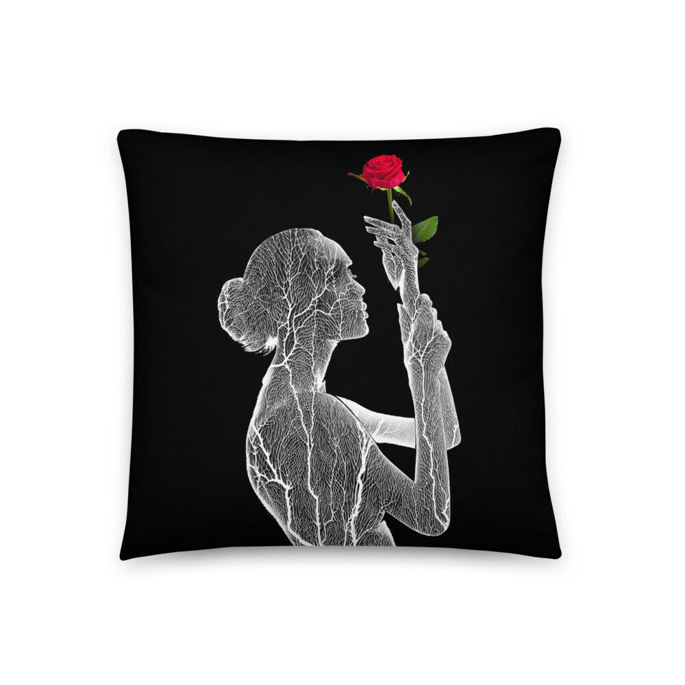 Art Beauty Nude Woman with Tree Branches And Rose Pillow