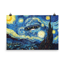 UFO Alien Abduction Starry Night Van Gogh Painting Poster