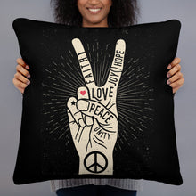 PEACE SIGN LOVE 60s 70s Tie Dye Hippie Hand Love Retro Basic Pillow