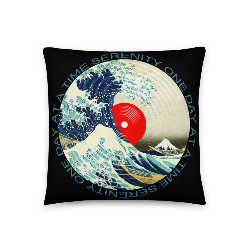 Sobriety Serenity One Day At A Time AA Sober Great Wave Pillow