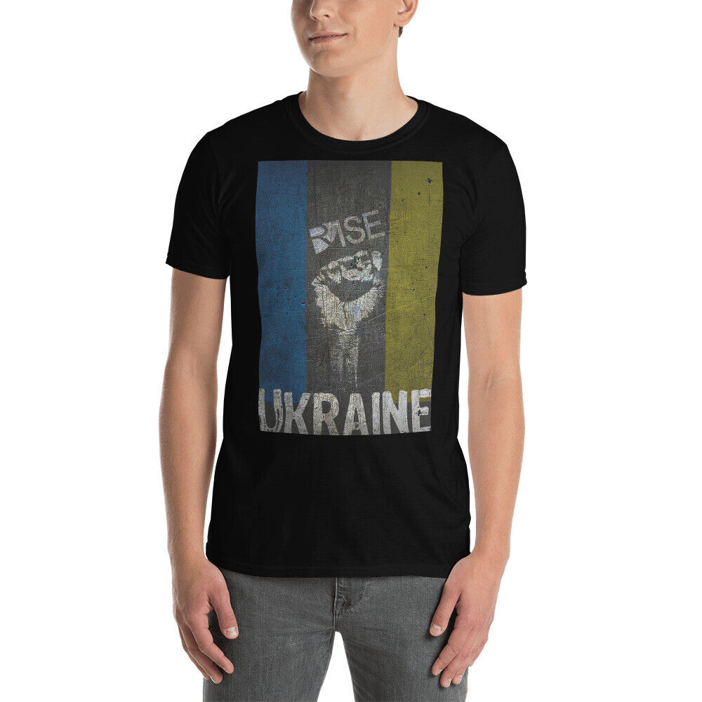 Support Ukraine I Stand With Ukraine Ukrainian Flag Fist Rise T-Shirt