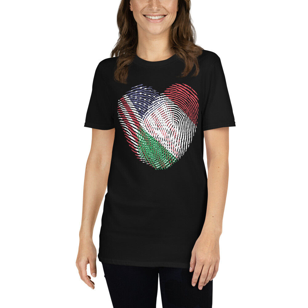 Flag Finger Prints Italy USA Italian Americans Pride Print Unisex T-Shirt