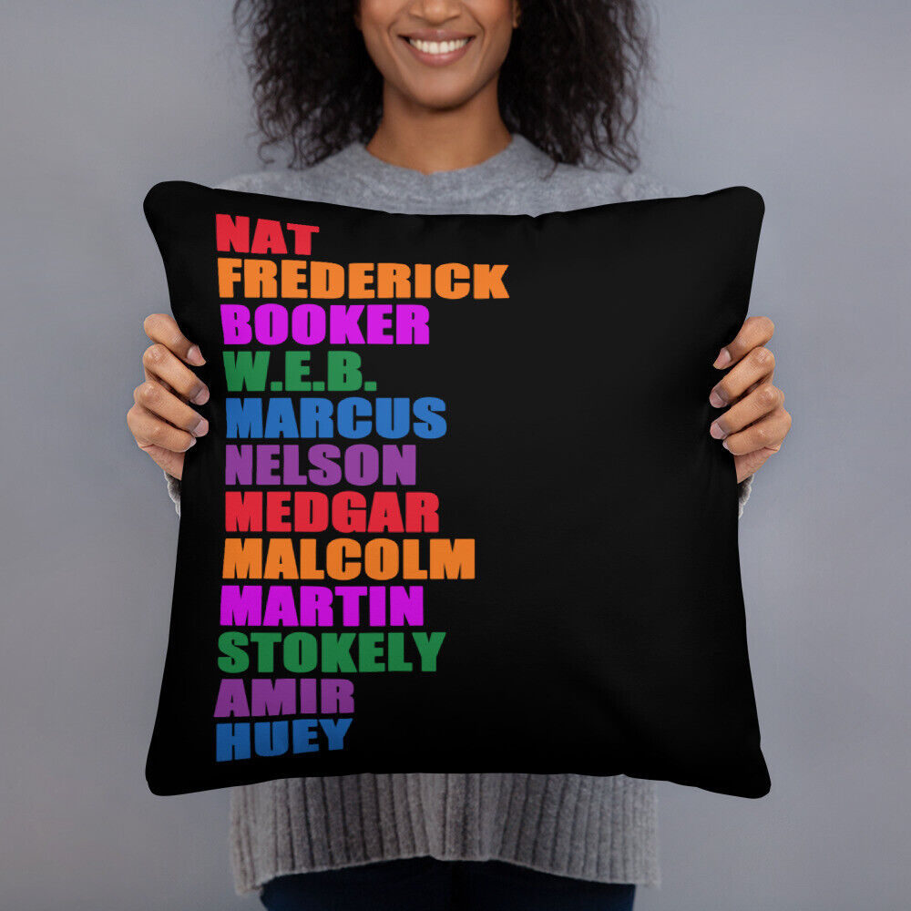 Nat Frederick Booker W.E.B Helvetica Black Lives Colorful Pillow