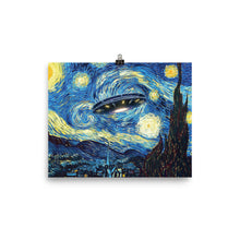 UFO Alien Abduction Starry Night Van Gogh Painting Poster