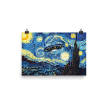 UFO Alien Abduction Starry Night Van Gogh Painting Poster