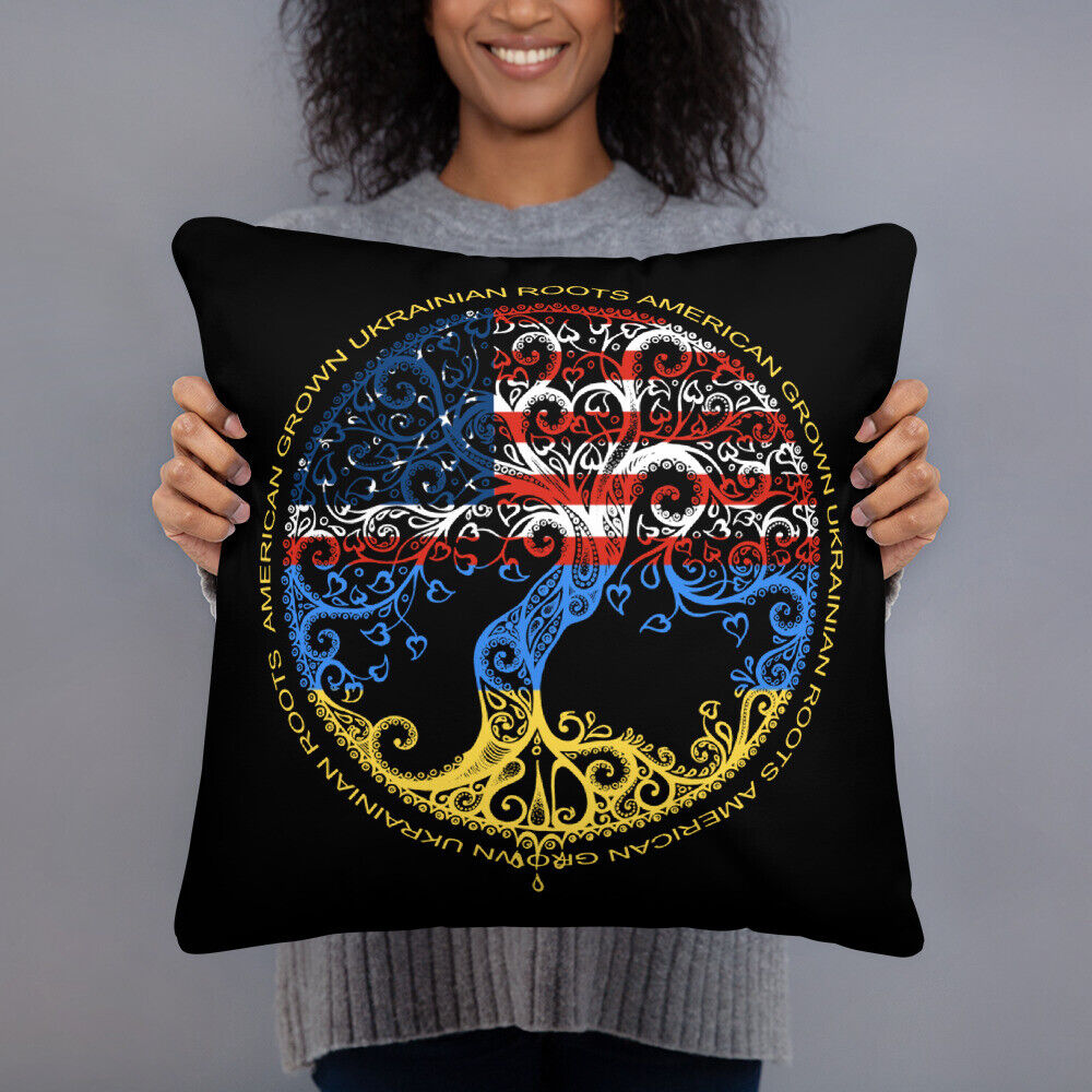 American Grown Ukrainian Roots Ukraine Flag 2 Basic Pillow