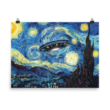 UFO Alien Abduction Starry Night Van Gogh Painting Poster