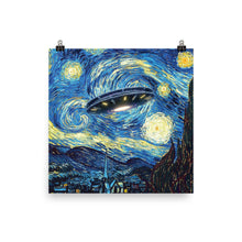 UFO Alien Abduction Starry Night Van Gogh Painting Poster