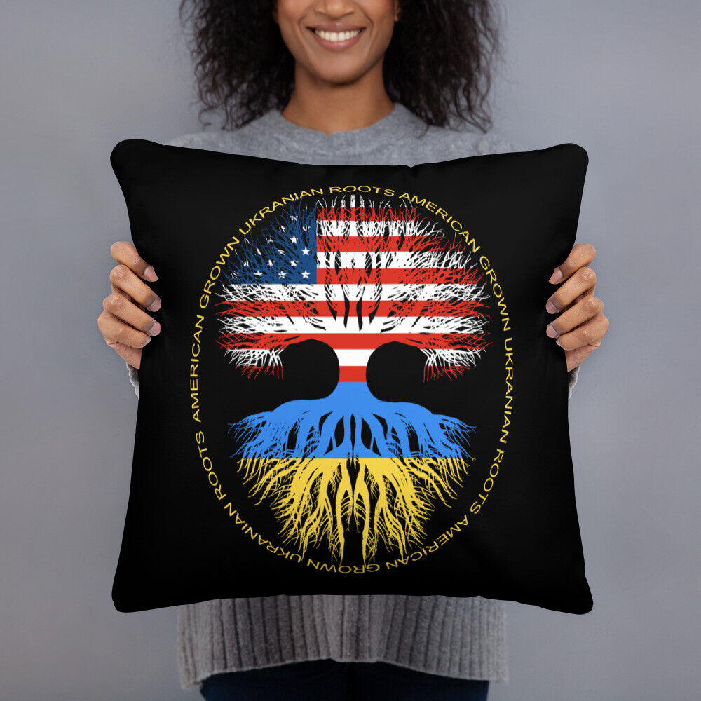 American Grown Ukrainian Roots Ukraine Flag Basic Pillow