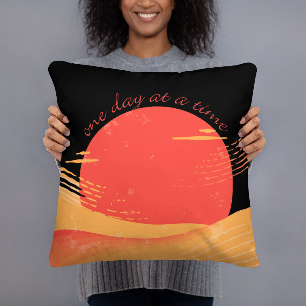 One Day At A Time AA Sober Sunrise Pillow