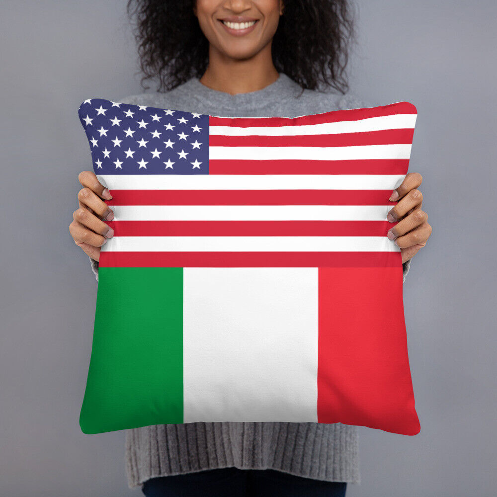 American Flag With Italian Flag Italy Italian Flag American Flag Pillow