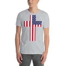 Cool Christian Cross American USA Flag T-Shirt