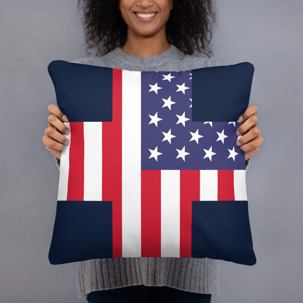 Cool Christian Cross American USA Flag Basic Pillow