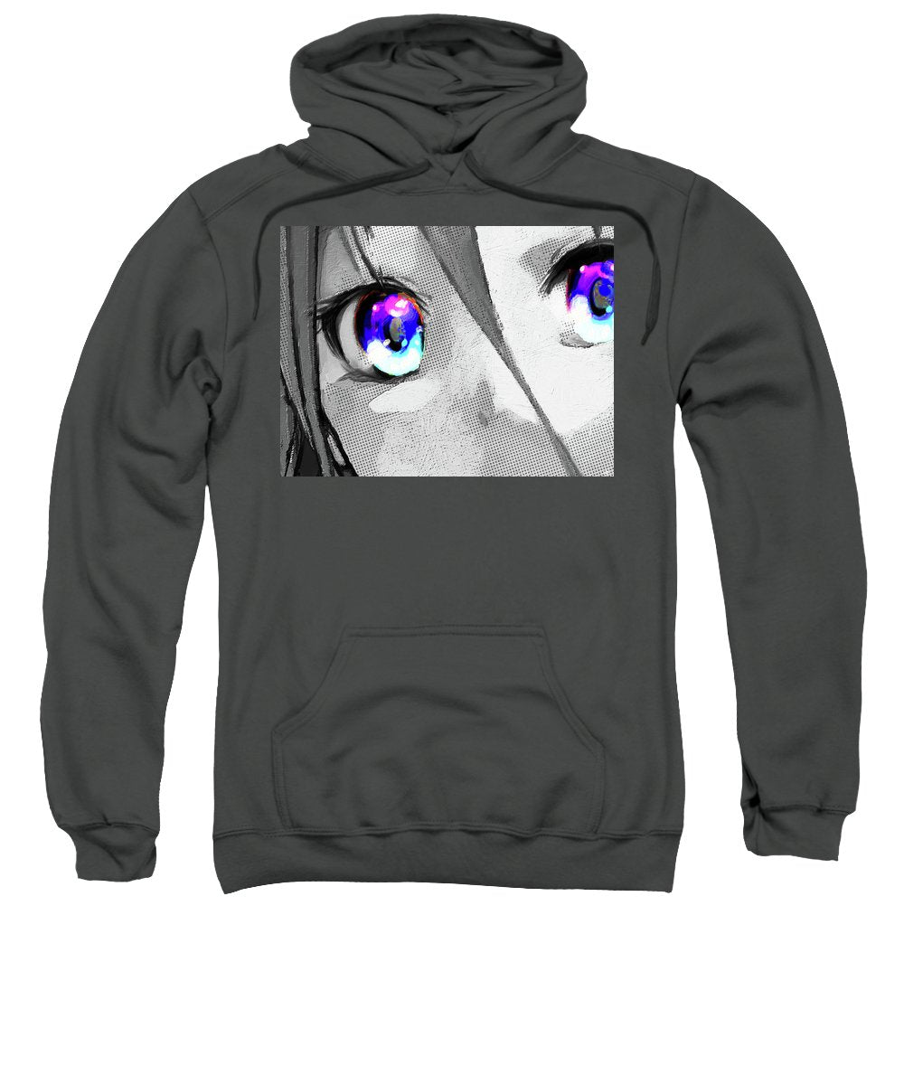 Anime Girl Eyes 2 Black And White Blue Eyes 2 - Sweatshirt