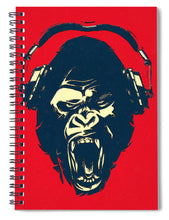 Ape Loves Music With Headphones - Spiral Notebook Spiral Notebook Pixels 6" x 8"  