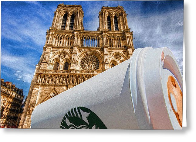 Discarded Coffee Cup Trash Oh Yeah - And Notre Dame - Greeting Card