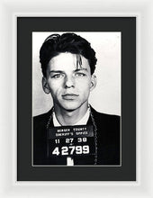 Frank Sinatra Mug Shot Vertical - Framed Print Framed Print Pixels 10.625" x 16.000" White Black