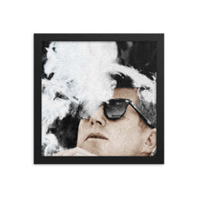 John F Kennedy Cigar And Sunglasses Black And White Framed poster