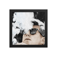 John F Kennedy Cigar And Sunglasses Black And White Framed poster