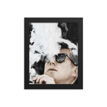 John F Kennedy Cigar And Sunglasses Black And White Framed poster