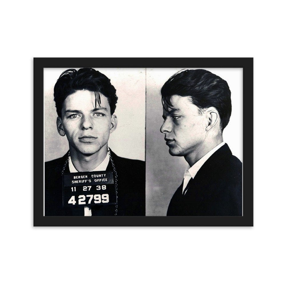 Frank Sinatra Mug Shot Horizontal Framed matte paper poster