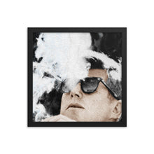 John F Kennedy Cigar And Sunglasses Black And White Framed poster