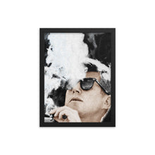 John F Kennedy Cigar And Sunglasses Black And White Framed poster