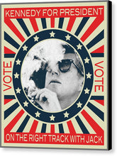 John F Kennedy Cigar And Sunglasses Campaign Poster - Canvas Print