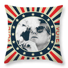 John F Kennedy Cigar And Sunglasses Campaign Poster - Throw Pillow