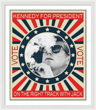 John F Kennedy Cigar And Sunglasses Campaign Poster - Framed Print