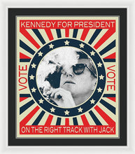 John F Kennedy Cigar And Sunglasses Campaign Poster - Framed Print