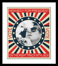 John F Kennedy Cigar And Sunglasses Campaign Poster - Framed Print