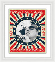 John F Kennedy Cigar And Sunglasses Campaign Poster - Framed Print