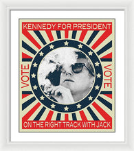 John F Kennedy Cigar And Sunglasses Campaign Poster - Framed Print