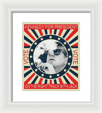 John F Kennedy Cigar And Sunglasses Campaign Poster - Framed Print