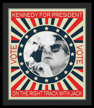 John F Kennedy Cigar And Sunglasses Campaign Poster - Framed Print