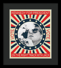 John F Kennedy Cigar And Sunglasses Campaign Poster - Framed Print