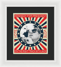 John F Kennedy Cigar And Sunglasses Campaign Poster - Framed Print