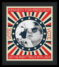 John F Kennedy Cigar And Sunglasses Campaign Poster - Framed Print