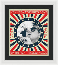 John F Kennedy Cigar And Sunglasses Campaign Poster - Framed Print