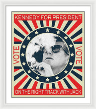 John F Kennedy Cigar And Sunglasses Campaign Poster - Framed Print