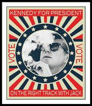 John F Kennedy Cigar And Sunglasses Campaign Poster - Framed Print