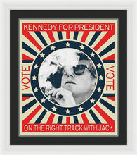 John F Kennedy Cigar And Sunglasses Campaign Poster - Framed Print