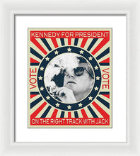 John F Kennedy Cigar And Sunglasses Campaign Poster - Framed Print